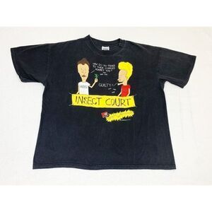 Vintage 1993 Beavis and Butthead T-Shirt Insect Court Black XL MTV Stanley Desan